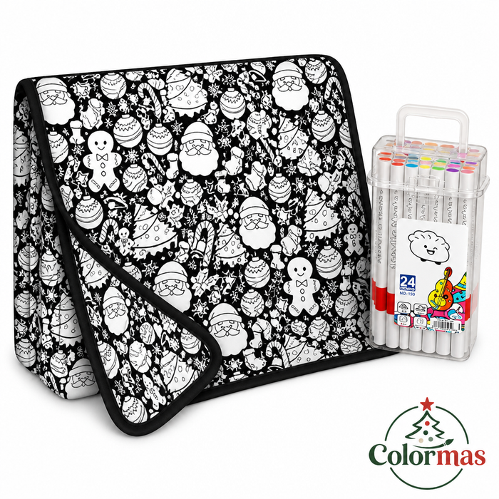 Colour-In Christmas Blanket – Fleece Throw + Fabric Markers