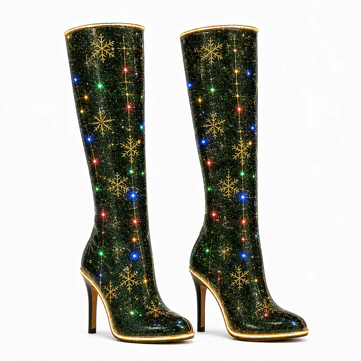 Christmas knee-high boots