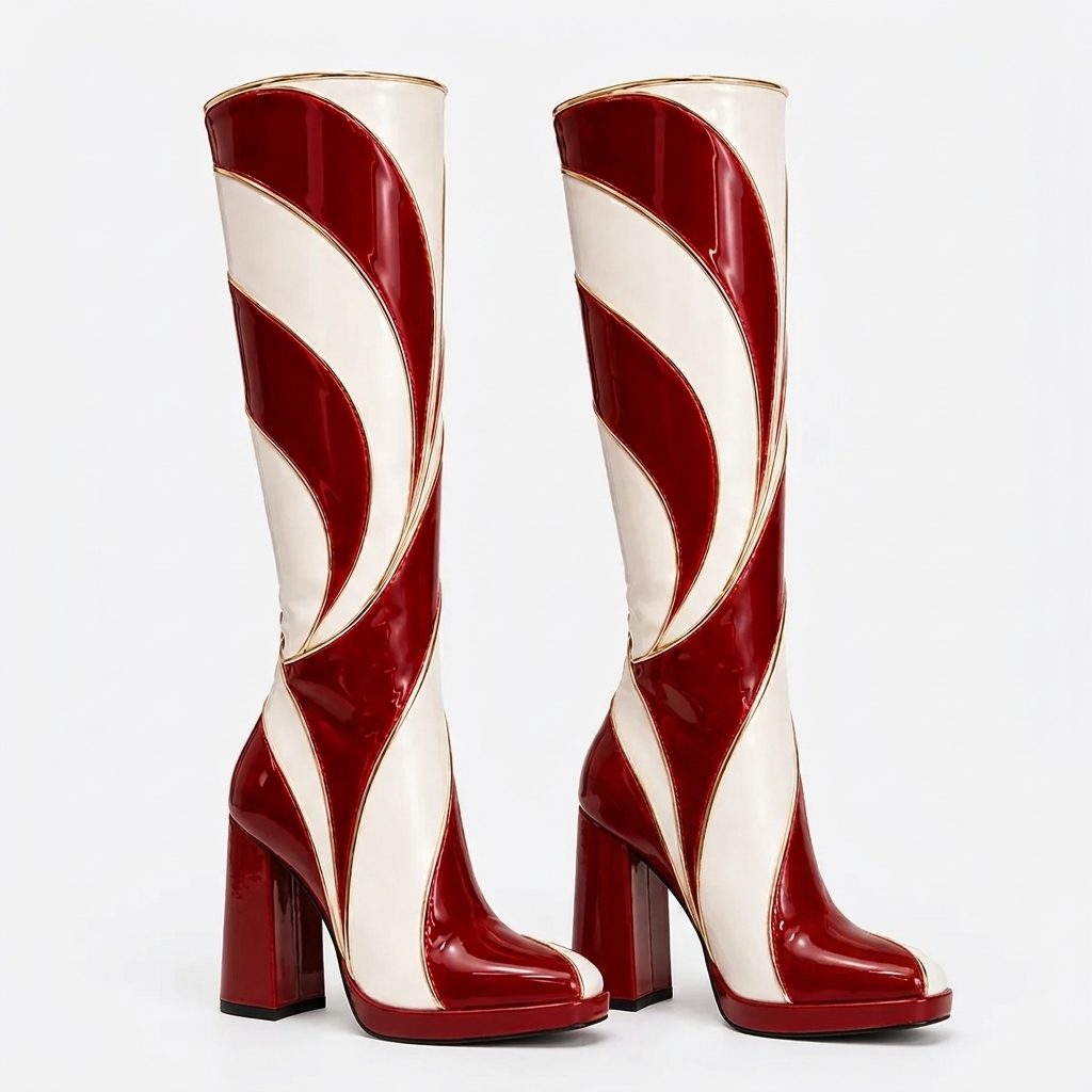 Christmas knee-high boots