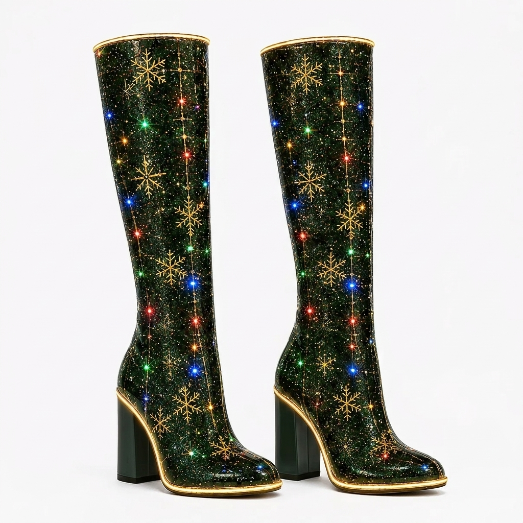 Christmas knee-high boots