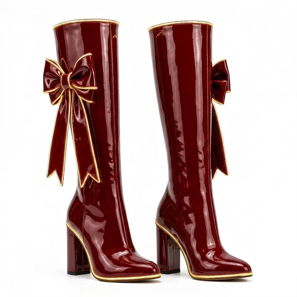 Christmas knee-high boots