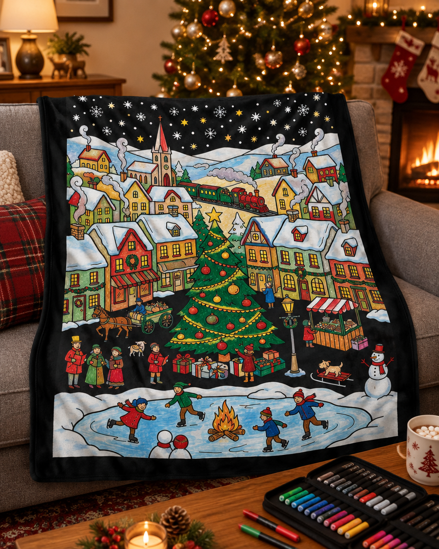 Colour-in Christmas blanket
