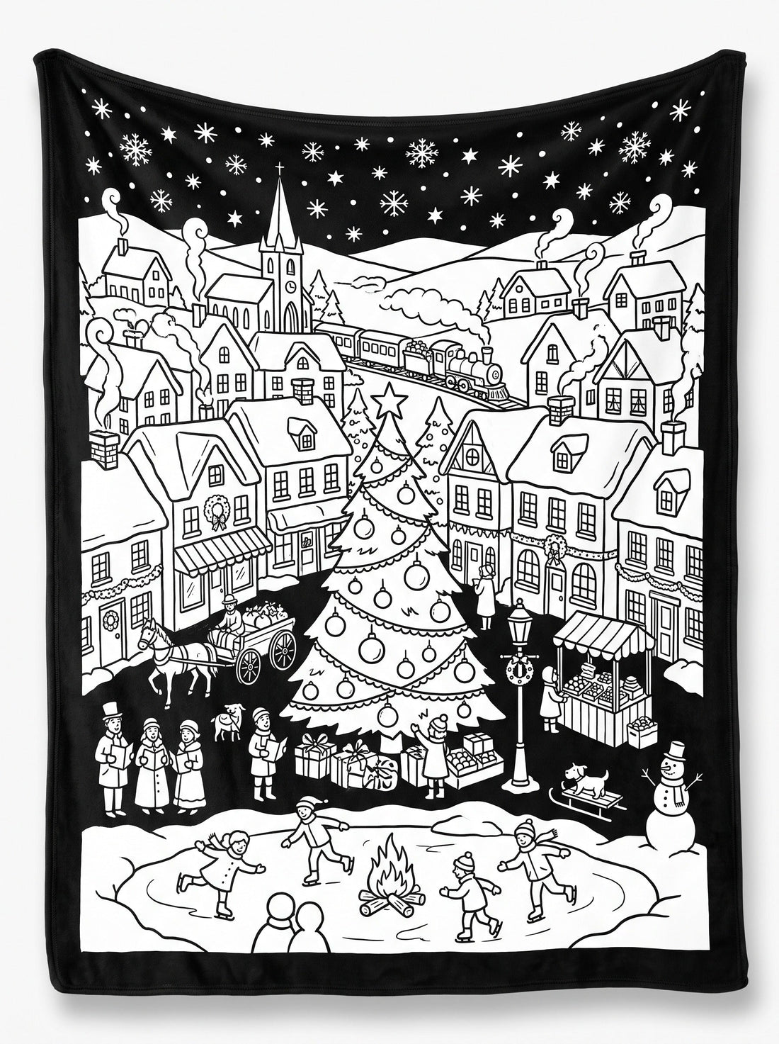 Colour-in Christmas blanket