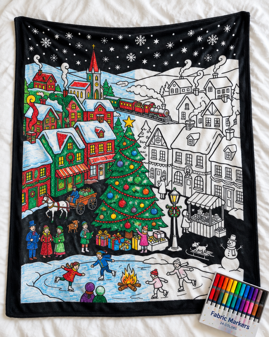 Colour-in Christmas blanket