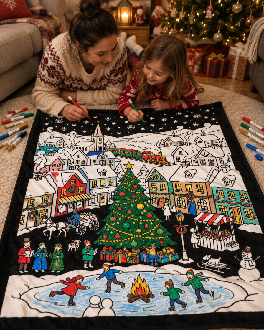 Colour-in Christmas blanket