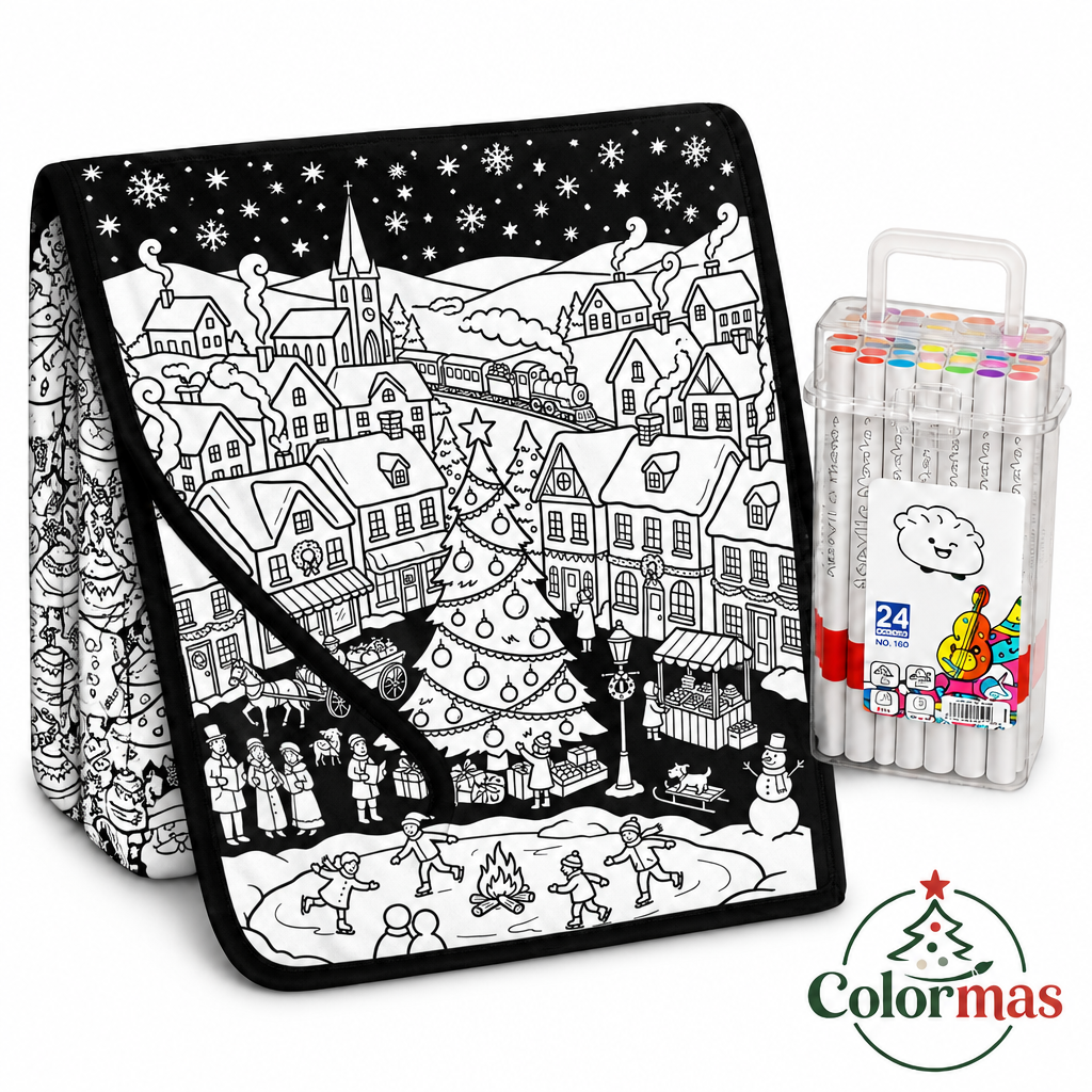 Colour-in Christmas blanket