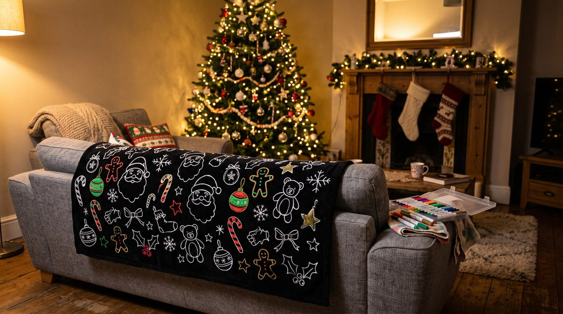 Colour-in Christmas blanket