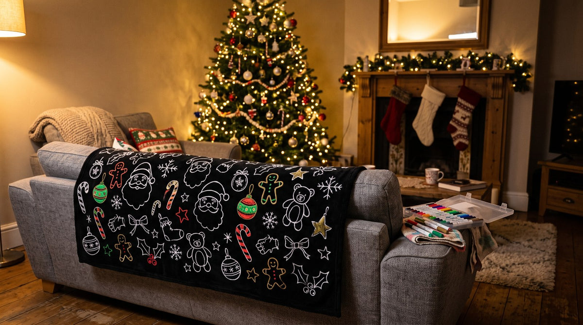 Colour-in Christmas blanket