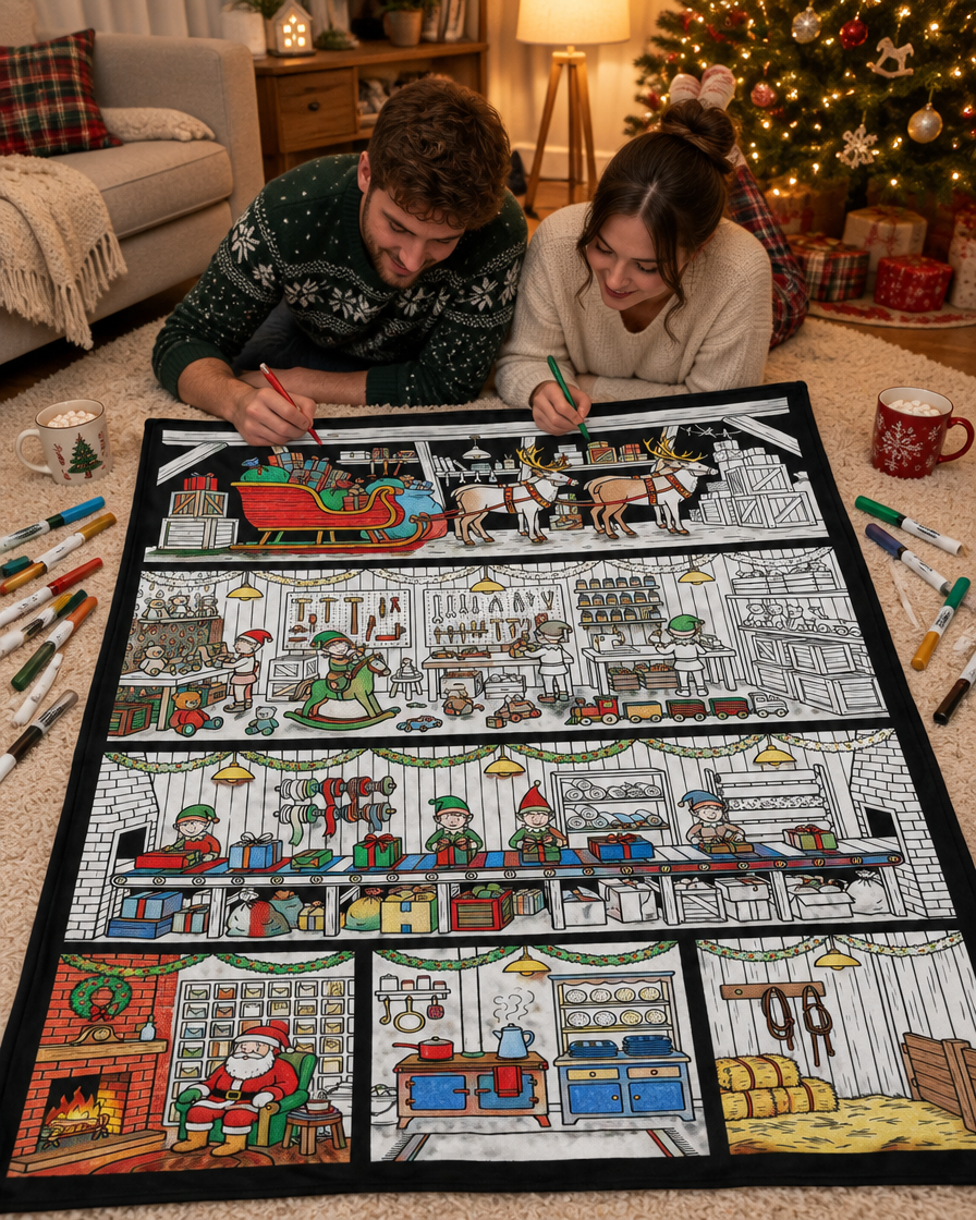Colour-in Christmas blanket