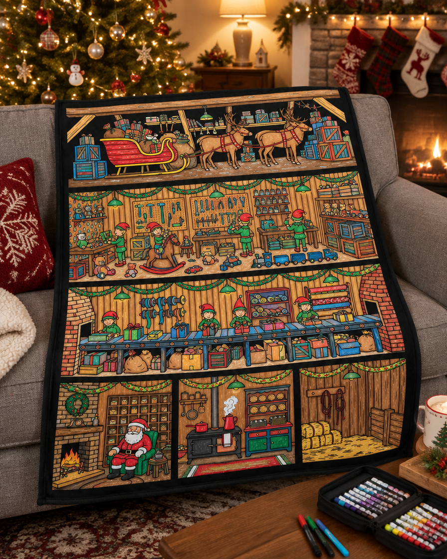 Colour-in Christmas blanket