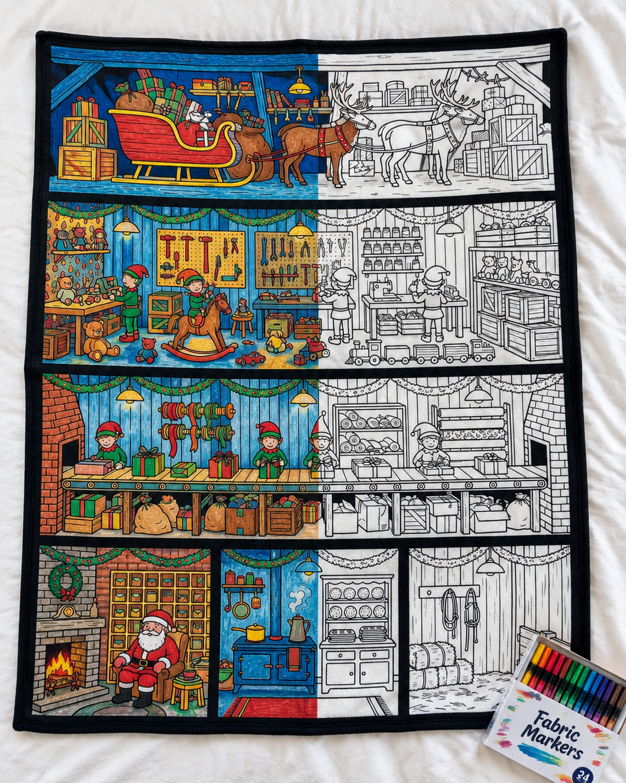 Colour-in Christmas blanket