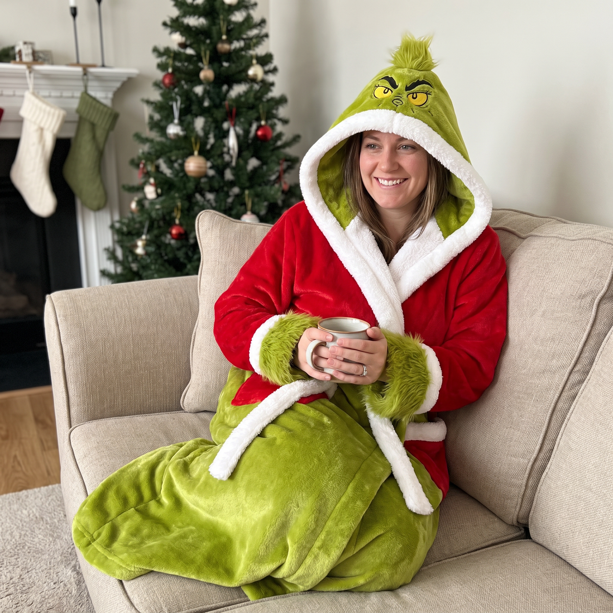 Green Grump heated Christmas robe