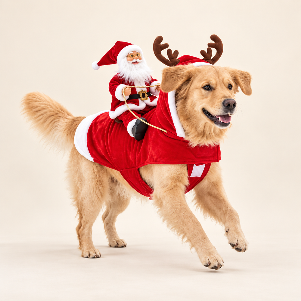 Santa rider dog costume